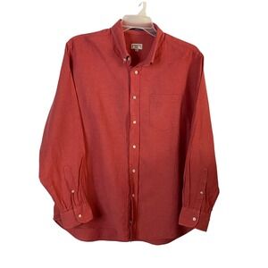 Haspel Co Mens XXL Red Cotton Linen Single Needle Tailored Dress Shirt Button up